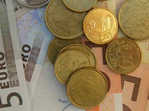 Banknoty Monety Euro Prawnym Środkiem Płatniczym Unii Europejskiej — Zdjęcie stockowe