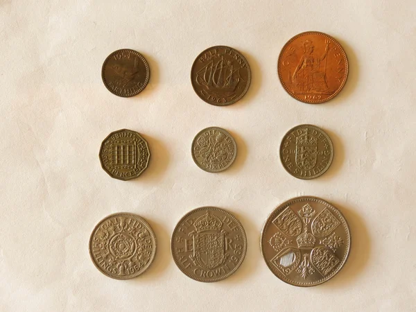 Monety przed dziesiętny gbp — Zdjęcie stockowe