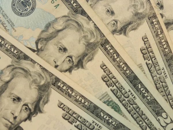 Dvacet Dolarové Bankovky Užitečné Jako Peníze Koncepce — Stock fotografie