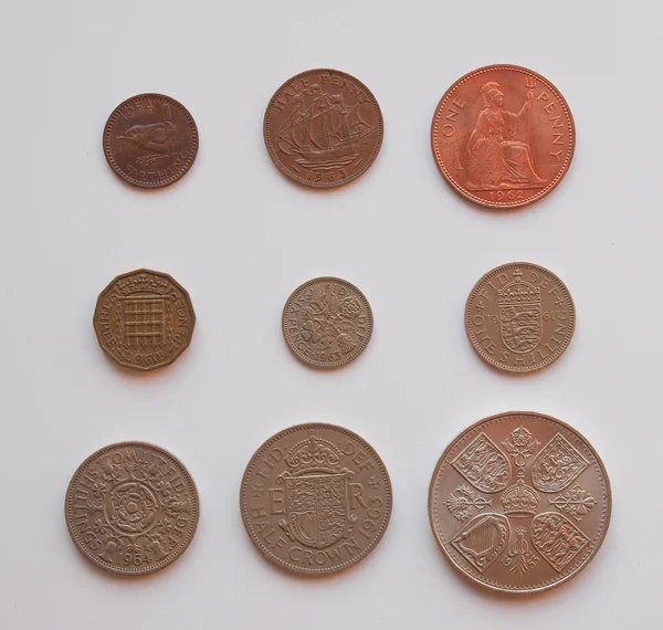 Προ Δεκαδική Gbp Κέρματα Πλήρη Σειρά Κυκλοφορούν Στο Ηνωμένο Βασίλειο — Φωτογραφία Αρχείου
