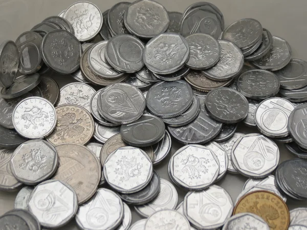 Corona Checa Monedas Céntimos Ahora Retiradas Circulación Con Algunos Chelines — Foto de Stock