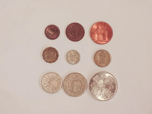 Προ Δεκαδική Gbp Λίρες Κέρματα Νόμισμα Ηνωμένο Βασίλειο Χρήση Πριν — Φωτογραφία Αρχείου
