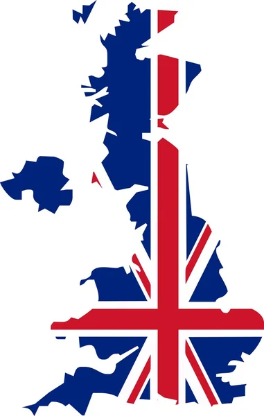 Карта Великобритании Шаблоном Union Jack Изолированная Иллюстрация — стоковое фото