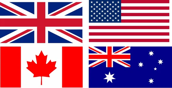 Drapeaux des pays anglophones — Image vectorielle