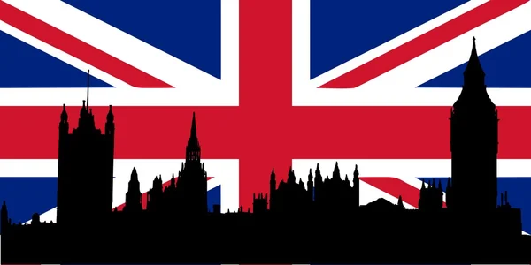 Houses of Parliament and Union Jack — Stock Vector