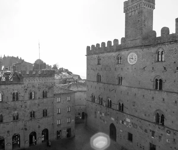 Volterra Cidade Medieval Italiana Vista Centro Cidade Preto Branco — Fotografia de Stock