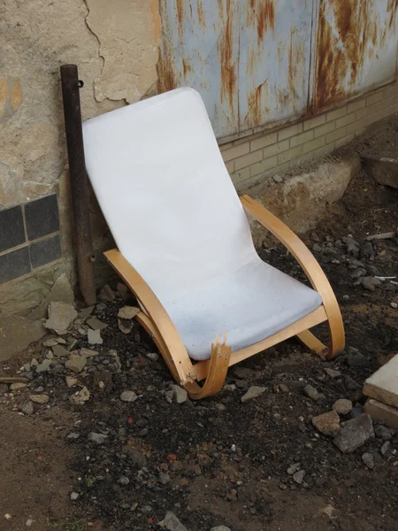 Wooden Armchair Broken Thrown Away Street — Stock Photo, Image