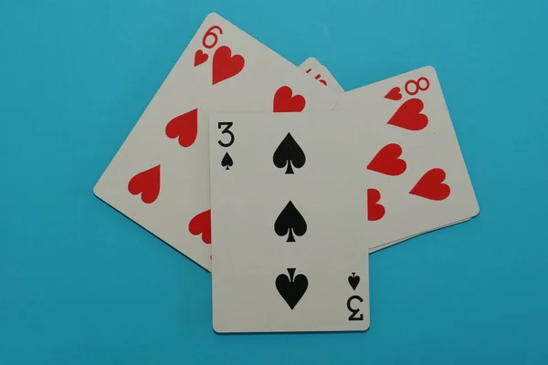 Giocare Carte Sullo Sfondo Blu — Foto Stock