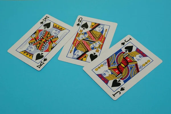 Jogar Cartas Fundo Azul — Fotografia de Stock