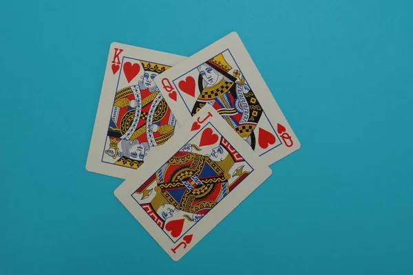 Грати Карти Синьому Фоні — стокове фото