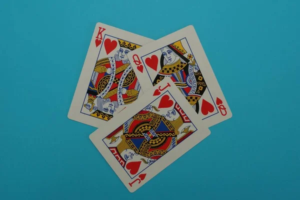 Jogar Cartas Fundo Azul — Fotografia de Stock