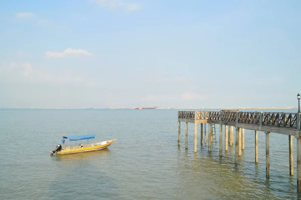 Pontian Johor April 2016 Båt Pirering Vid Tanjung Piai Brygga — Stockfoto