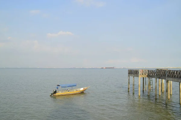 Pontian Johor Abril 2016 Barco Cais Tanjung Piai Localizado Pontian — Fotografia de Stock