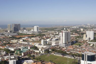 Melaka, Malezya - 10 Ocak 2020; Melaka tarihi kenti hava manzarası
