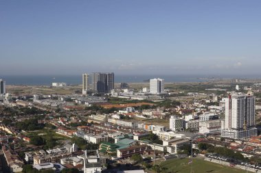 Melaka, Malezya - 10 Ocak 2020; Melaka tarihi kenti hava manzarası