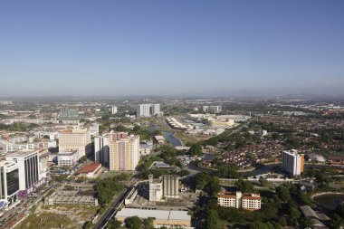 Melaka, Malezya - 10 Ocak 2020; Melaka tarihi kenti hava manzarası