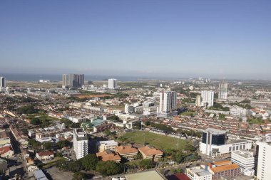 Melaka, Malezya - 10 Ocak 2020; Melaka tarihi kenti hava manzarası