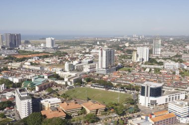 Melaka, Malezya - 10 Ocak 2020; Melaka tarihi kenti hava manzarası