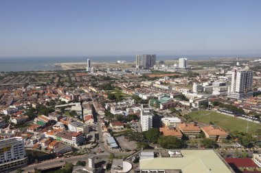 Melaka, Malezya - 10 Ocak 2020; Melaka tarihi kenti hava manzarası