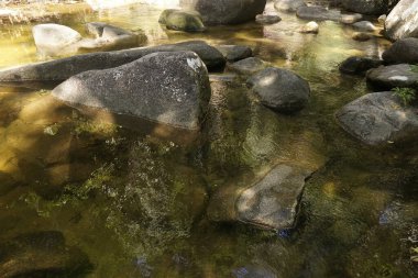 Malezya, Johor 'da bulunan Gunung Ledang şelalesinde büyük taşlı su akışı.