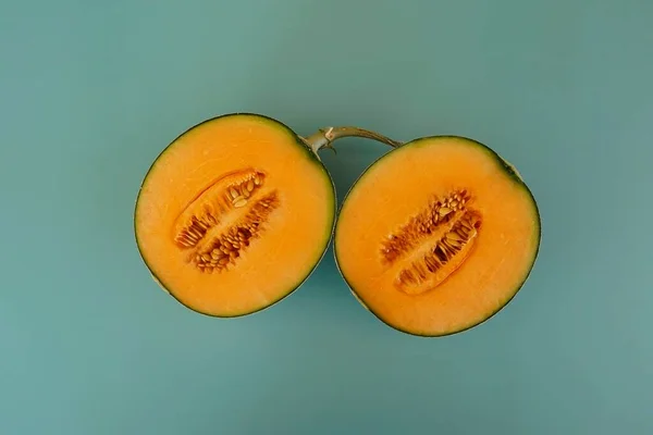 Honeydew Melon Fruit Green Background — Stock Photo, Image