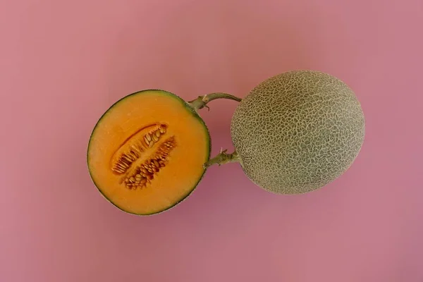 Honeydew Melon Fruit Pink Background — Stock Photo, Image