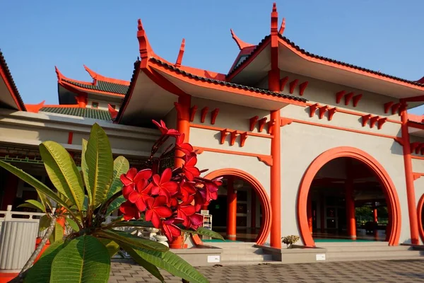 Melaka Malásia Julho 2019 Vista Frontal Mesquita Chinesa Melaka Localizada — Fotografia de Stock