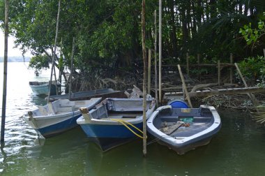 Kuala Linggi, Negeri Sembilan, Malezya 'daki küçük tekneler.