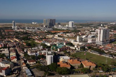 Melaka, Malezya - 10 Ocak 2020; Melaka tarihi kenti hava manzarası
