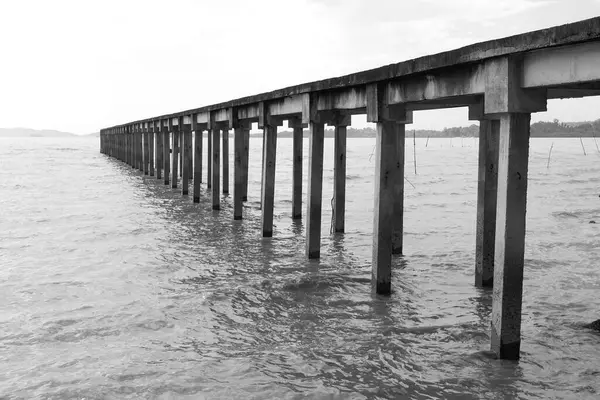 Embarcadero Pescador Sobre Cielo Playa Pasir Panjang Negeri Sembilan Malasia — Foto de Stock