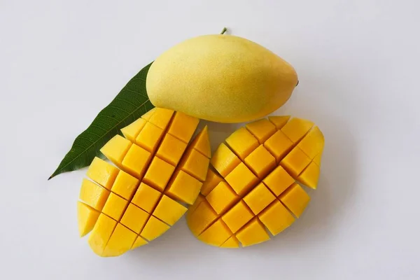Chopped Mango Isolated White Background — Stock Photo, Image
