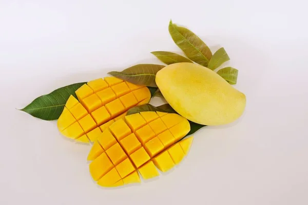 Chopped Mango Isolated White Background — Stock Photo, Image