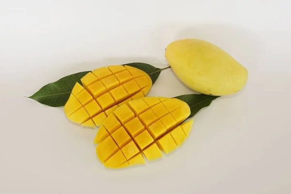 Chopped Mango Isolated White Background — Stock Photo, Image
