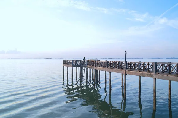 Momento Del Amanecer Tanjung Piai Jetty Johor Malasia — Foto de Stock