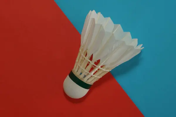 Shuttlecock Blue Red Background — Stock Photo, Image