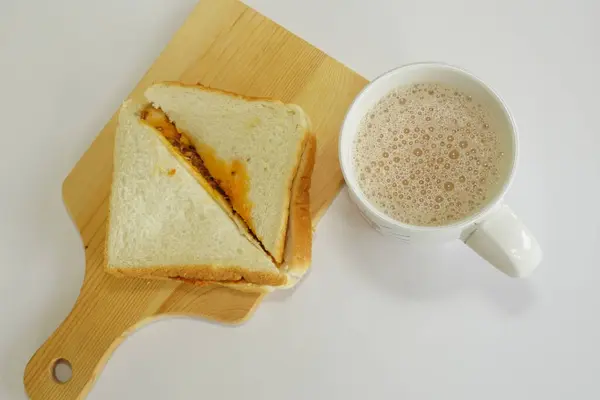 Blanco Con Sándwich Fondo Blanco —  Fotos de Stock