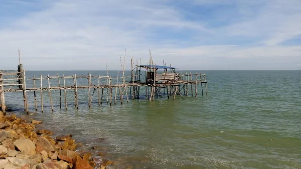 Uma Plataforma Pesca Tradicional Localizado Sungai Lurus Senggarang Batu Pahat — Fotografia de Stock