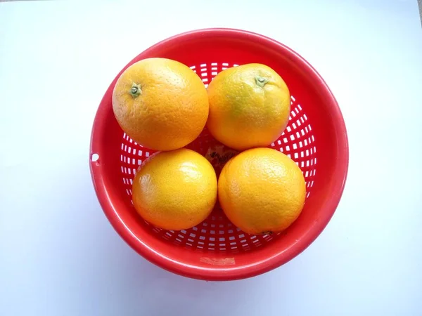 Frutas Laranja Cesta — Fotografia de Stock