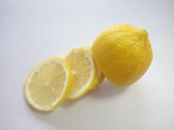 Citronskivor Vit Bakgrund — Stockfoto