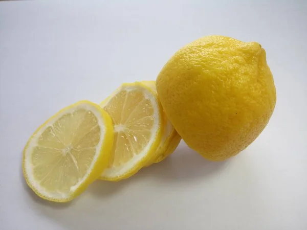Citronskivor Vit Bakgrund — Stockfoto