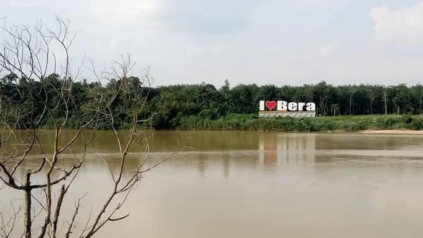 View Signboard Bera Pahang River Bank Malaysia — Stock Photo, Image