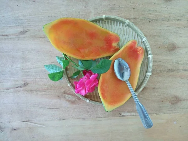 Kilátás Papaya Gyümölcs Bőr — Stock Fotó