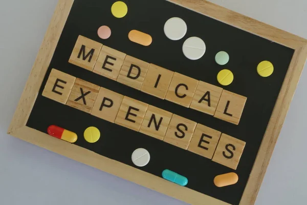 blackboard with block word. MEDICAL EXPENSES concept