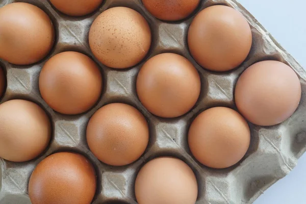 Visão Selectiva Dos Ovos Sobre Fundo Branco — Fotografia de Stock
