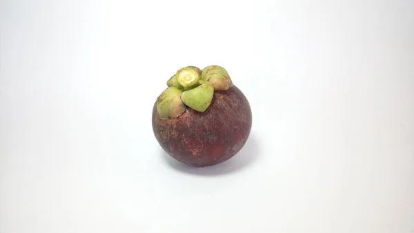 Owoce Mangosteen Białym Tle — Zdjęcie stockowe