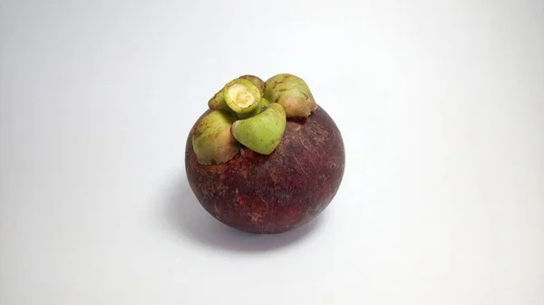 Mangosztán Gyümölcs Fehér Háttér — Stock Fotó