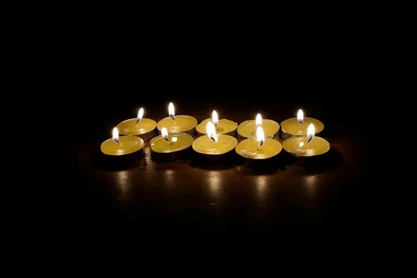 View Burning Candles Dark Background — Stock Photo, Image