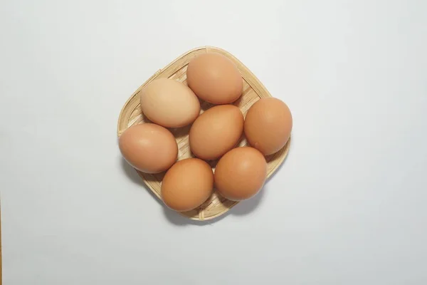 Ovos Galinha Fundo Branco — Fotografia de Stock