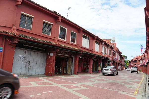 Widok Czerwone Budynki Melaka Historic City Malezja — Zdjęcie stockowe