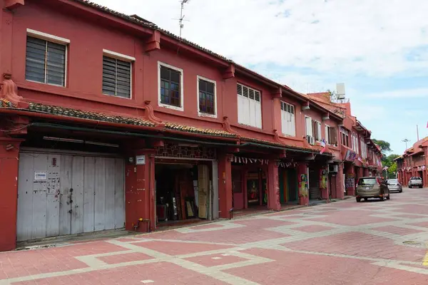 Θέα Των Κόκκινων Κτιρίων Στη Melaka Historic City Μαλαισία — Φωτογραφία Αρχείου